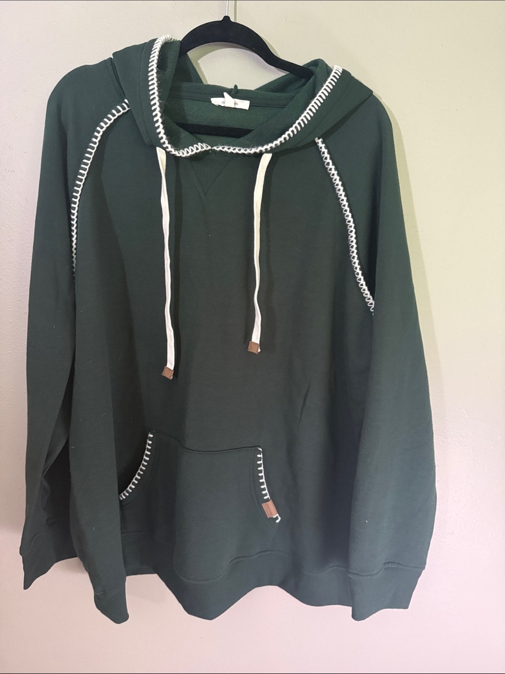 Maurices Dark Green Hoodie Sweater with Contrast White Stitching